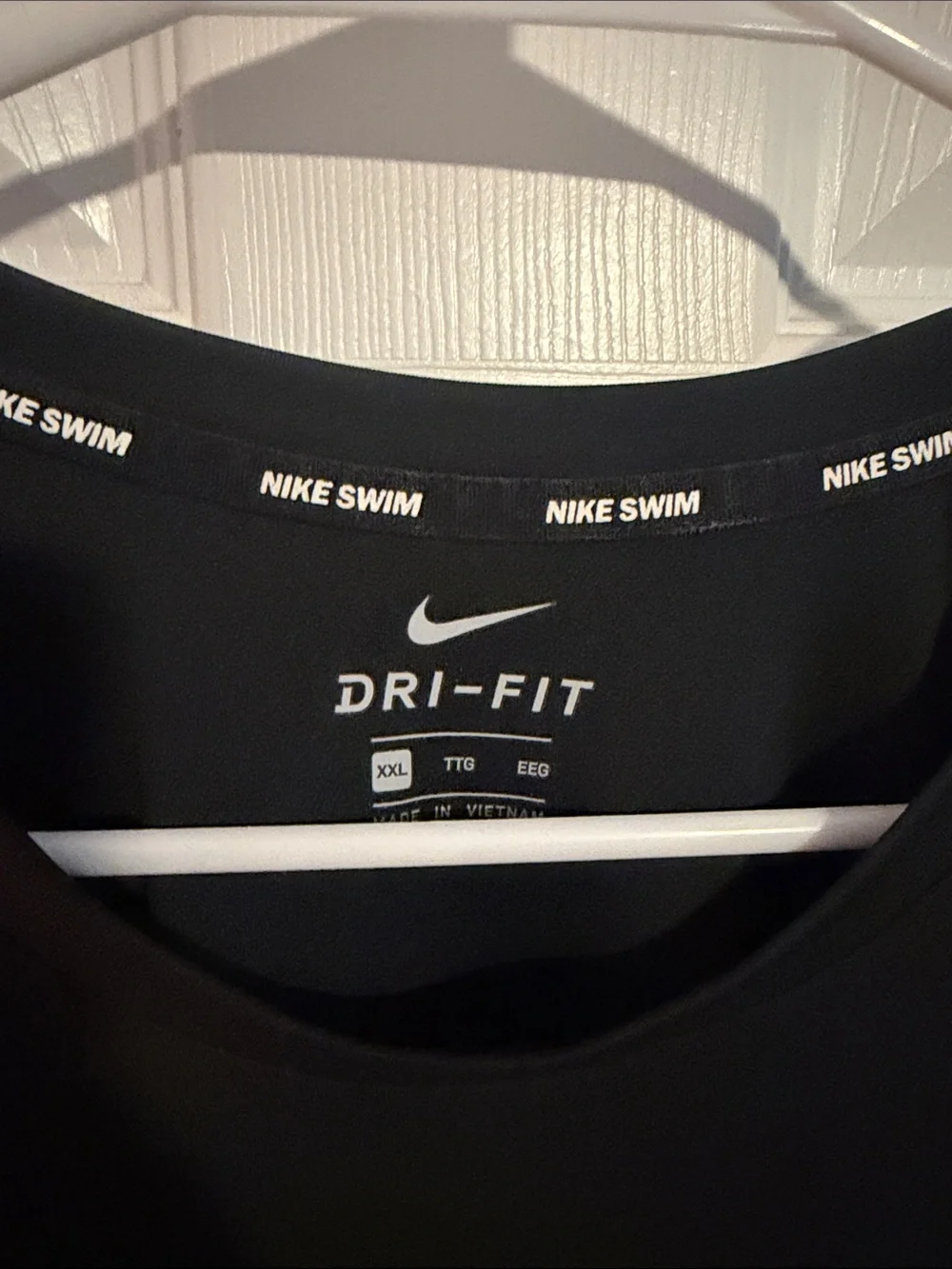 Nike Long Sleeve Dri-FIT Athletic Shirt - Black with White Swoosh Swim UPF 40+
